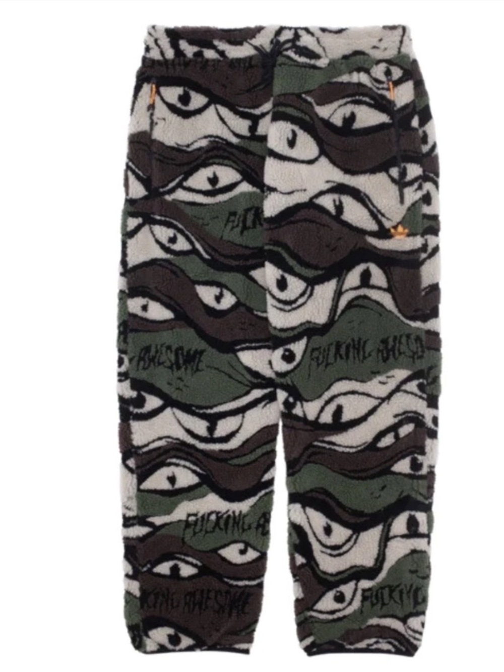 FA X Adidas Jason Dill Eye/Camouflage , Orange Zip & Sherpa Joggers Size XLarge